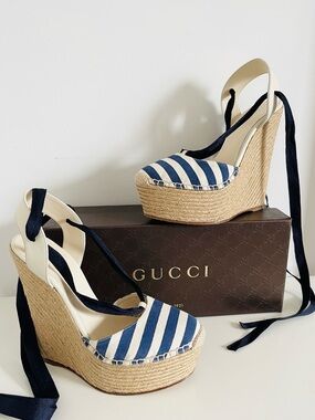 NEW IN BOX GUCCI WEDGE ESPADRILLES